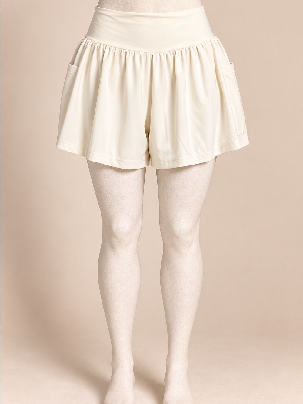 Halara SoftlyZero Airy 2-in-1 Flowy Shorts Egret Cream Size L High Waist